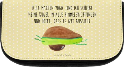 Produktbild von Mr. & Mrs. Panda kosmetiktäschchen Avocado Yoga - Gelb Pastell - Geschenk, Schminktasche klein, Bauch, Unsportlich, Humor, Haha, Make-up Täschchen, Necessaire, Organizer