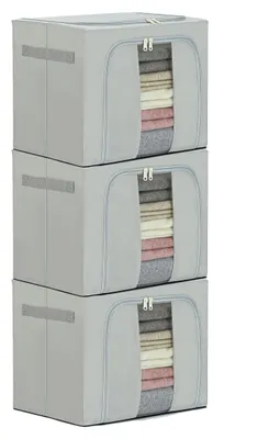 Aufbewahrungsbox mit Deckel, 3 x 40 l, faltbar, stapelbar, wasserdicht