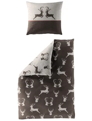 Produktbild von Bierbaum Biber Bettwäsche Set 3923-80 braun 155 x 220 cm Baumwolle