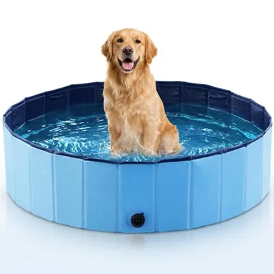 Produktbild von KANDONEX Hundepool Faltbar – Robustes Planschbecken für Hunde & Kinder, Rutschfester Pool für Garten & Terrasse Mobile Hunde-Badewanne