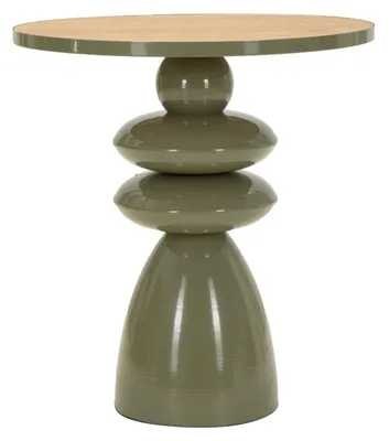 Immagine prodotto di Mauro Ferretti Tavolinetto in metallo con Piano in legno, Ø45,5x49 cm