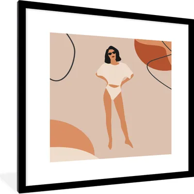 Produktbild von MuchoWow® Gerahmtes Poster Sommer - Frau - Abstrakt 40x40 cm - Poster mit Schwarzem Bilderrahmen Wandposter Rahmen Foto Bilder - Poster - Plakat im Rahmen