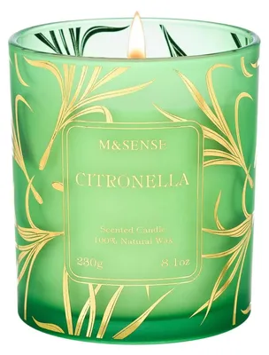 Productafbeelding van Geurkaars Citronella, 230g, sojawas, brandduur van 42 uur in de verpakking