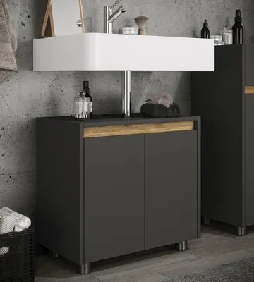 Produktbild von VCM Waschbeckenunterschrank, Holz Badschrank mit 2 Drehtüren, H. 55 x B. 57 x T. 33 cm, Badunterschrank Cosila
