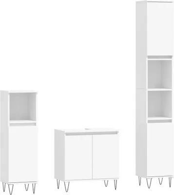 Produktbild von 3-tlg. Badmöbel-Set Weiß Holzwerkstoff