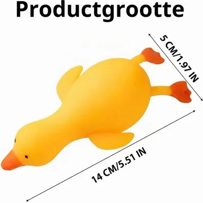 Productafbeelding van Anti-stress knijpende eenden in geel - Zachte knijpfiguren met doos - Squishy fidget voor bureau