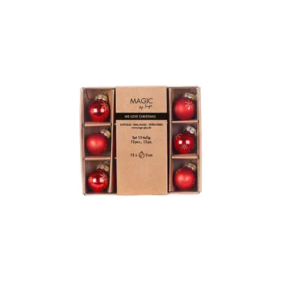 Produktbild von Inge‘s Christmas Decor 40662 P212, Kugel-Weihnachtsschmuck, Glas, Rot, 12 Stück(e), 2 cm