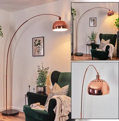 Produktbild von Gavirate Stehlampe aus Metall in Kupfer/Schwarz/Weiß mit Marmorfuß