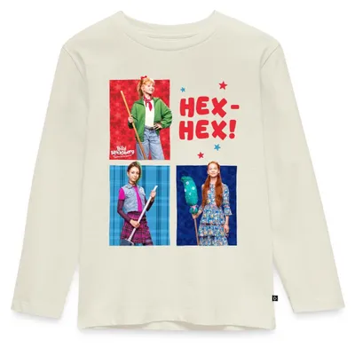 Produktbild von Spreadshirt Bibi Blocksberg Film Bibi Mit Freundinnen Hex-Hex! Kinder Premium Langarmshirt, 134/140 (8 Jahre), Naturweiß