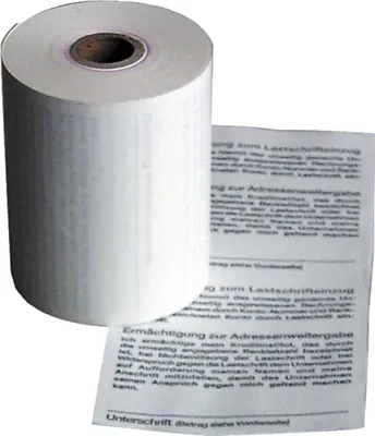 Produktbild von Veit 20990014 Thermorollen für Registrierkassen - 1-fach, 57 x 30 x 12 mm, 9 m, EC-Cash mit Einzugsermächtigung