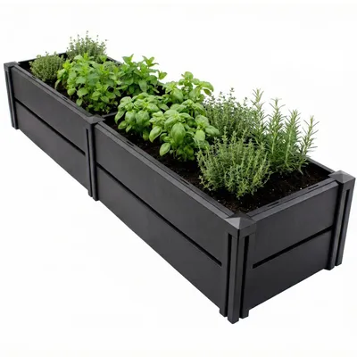 Produktbild von NYVI Hochbeet NYVIGreen L 158x44x31cm 196 Liter - Kunststoff Kräuterbeet für Garten, Terrasse, Balkon - Wetterfest, UV-resistent, Rostfrei, Langlebig - Einfache Steckmontage & Erweiterbarkeit