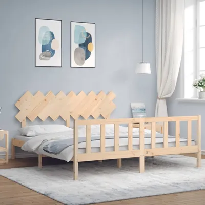 Produktbild von The Living Store Massivholzbett mit Kopfteil