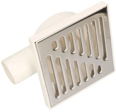 Productafbeelding van KOTARBAU® Douchegoot met zijaansluiting 50 mm afvoerrooster 150 x 150 mm roestvrij staal vierkante bodemafvoer, doucheafvoer, vloergoot wit