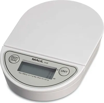 Produktbild von MAUL Briefwaage MAULoval 2 kg Batterie weiß