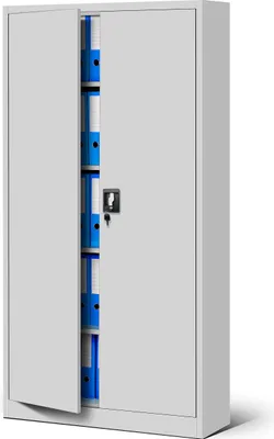 Produktbild von Aktenschrank Büroschrank Metallschrank Stahlschrank Werkzeugschrank Stahlblech Pulverbeschichtet Flügeltürschrank Abschließbar 195 cm x 90 cm x 40 cm Farbe: Grau