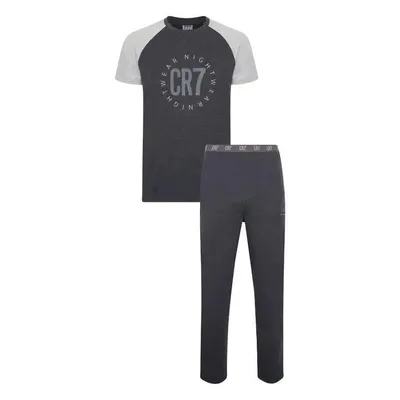 Produktbild von CR7 Herren-Pyjama mit kurzen Ärmeln und langer Hose, dunkelgrau