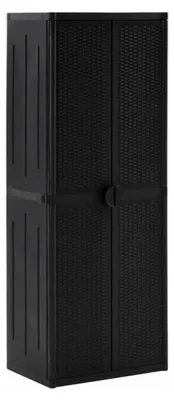 Produktbild von Gartenschrank Kunststoffschrank Haushaltsschrank Spindschrank Terrassenschrank Balkonschrank Schwarz 65x45x172cm