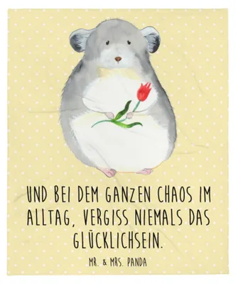 Produktbild von Mr. & Mrs. Panda Sofadecke Chinchilla Blume - Gelb Pastell - Geschenk, Kuscheldecke, Decke, Plaid, Bettüberwurf, Tagesdecke, Büro, Chinchillas, Liebeskummer, Kummer
