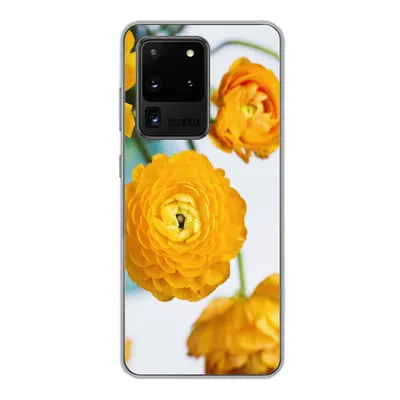 Produktbild von MuchoWow® Handyhülle Schutzhülle Hülle für Samsung Galaxy S20 Ultra Blumen - Draußen - Orange Silikon Softcase Handy Hülle - Karteninhaber