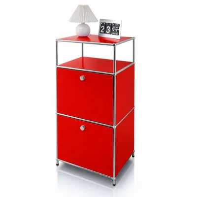 Productafbeelding van Floordirekt multifunctioneel rek Concept Epure MK-120, B50×D40×H100cm, Rood, met afsluitbare vakken, modulair opbergsysteem, metalen frame
