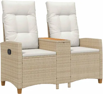 Produktbild von vidaXL Liegebank mit Tisch 2 -Seater 126 x 65 x 112 cm Poly-Rattan