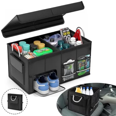 Image de Organisateur de coffre de voiture - Boîte de rangement pliable - 55 litres - Tissu Oxford - Étanche - 57 x 33,5 x 29 cm - Rectangulaire