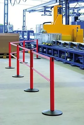 Obrázek produktu pro Pásový sloupek jednoduchý D70xH1000mm Sloupek červený Pás červený/bílý