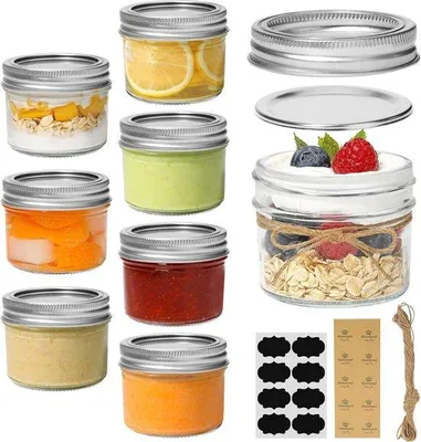 Produktbild von Famanu Einmachgläser 125 ml - 8 Stück mit Standardöffnung und Deckeln