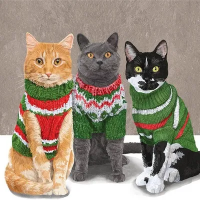 Produktbild von Servietten Sweater Cats 33x33cm