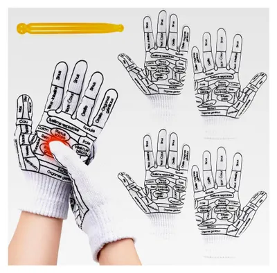 Produktbild von 2 Paar Akupressur-Reflexzonenhandschuhe-Set mit Massagewerkzeug für Handmassage und Entlastung müder Hände