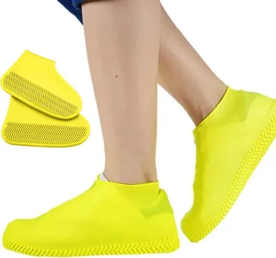 Produktbild von Paar gelbe, wasserdichte š¹berschuhe šC wiederverwendbare, faltbare Schuhschoner fš¹r Erwachsene und Kinder