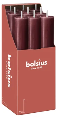 Image de Bougie de table rustique Bolsius XL rouge velours | 9 pièces