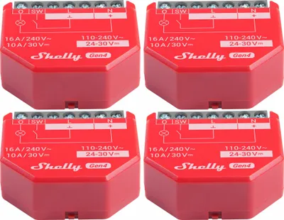 Obrázok produktu pre SHELLY Relais 1PM Gen4, 16 A, WLAN, Bluetooth, rot, 4 Stück