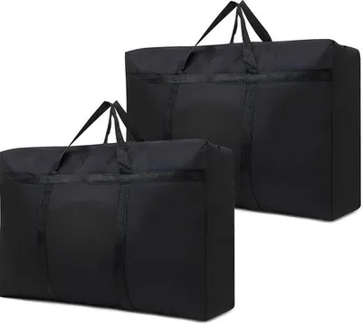 Productafbeelding van Ibenzoa® Extra grote opbergtassen, set van 2, 100 liter, Oxford-stof, 80x48x25 cm, waterdicht en stofbestendig – geschikt voor kleding en beddengoed, met rits en verstevigde draaghandgreep
