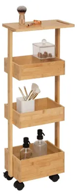 Image de 5five Simply Smart Étagère roulante Trolley avec 3 compartiments et étagère, chariot de service, bambou, 86 cm, 174783
