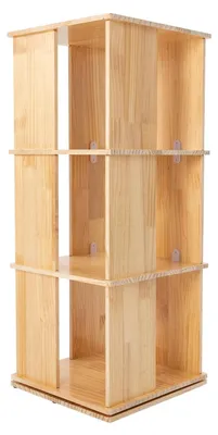 Image de Bibliothèque, modèle à 3 étagères, pivotant à 360°, couleur bois