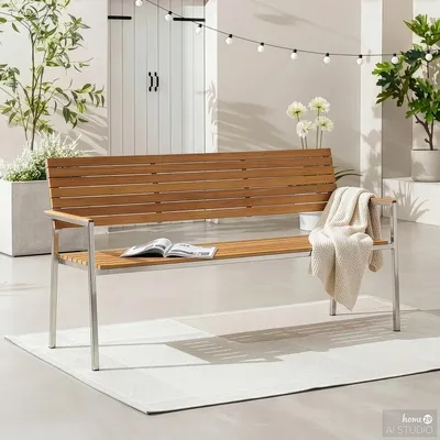 Produktbild von home24 Gartenbank - Teak Massiv / Edelstahl