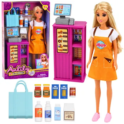Produktbild von Anlily Doll Kassiererin Verkäuferin Registrierkasse Lebensmittelprodukte