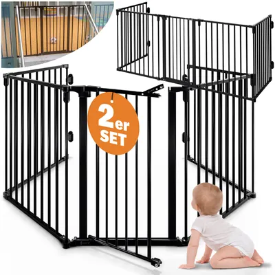 Productafbeelding van CASARIA Veiligheidsrooster voor open haard, geschikt voor baby's, met veiligheidsdeur, metaal, 2 stuks