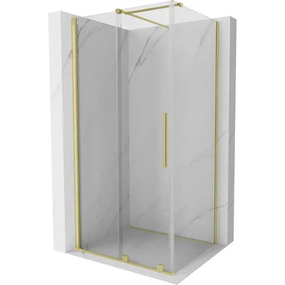 Obrázok produktu pre Mexen Velar sprchová kabína, posuvné dvere 90 x 100 cm, Priehľadné, Zlatá kefovaná- 871-090-100-01-55