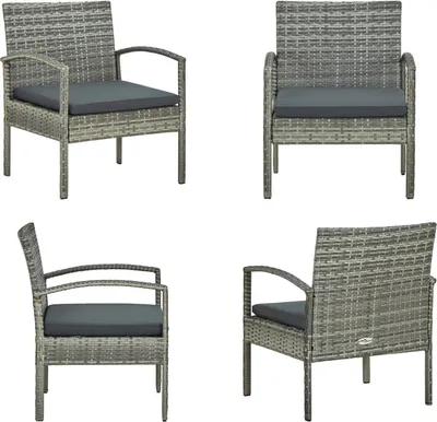 Produktbild von vidaXL Gartenstuhl mit Kissen Poly Rattan Grau - Sessel - Gartensessel - Gartenstuhl - Gartenstühle