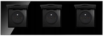 Produktbild von Adelid Quadra Steckdose Glas Dreifach Schwarz IP44