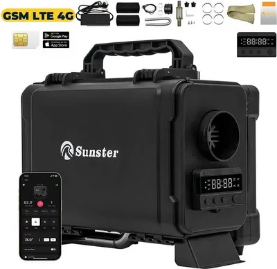 Obrázok produktu pre Dieselové vzduchové kúrenie – 8 kW 12 V/DC a AC 110–240 V – diaľkové ovládanie LTE 4G – LCD termostat – kúrenie a vetranie – 20–25 m² – 6 l nádrž – červená farba