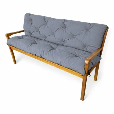 Produktbild von 4L Textil Gartenbankauflage mit Rückenlehne, wetterfest und UV-beständig, Bankauflage für Hollywoodschaukel und Gartenbank, 150x60x50 cm, Dunkelgrau