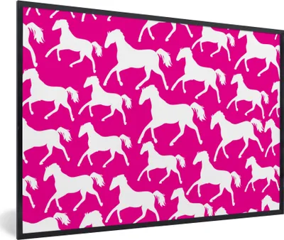 Produktbild von MuchoWow® MuchoWow® Gerahmtes Poster Pferde - Weiß - Tiere - Mädchen - Kinder - Mädchen 30x20 cm - Poster mit zchwarzem Bilderrahmen - Kunstdruck - Bild-Poster