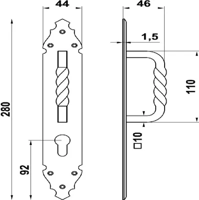 Produktbild von Stoßgriff Ziehgriff Griff Türgriff Torgriff Schmiedeeisen Schwarz matt mit PZ