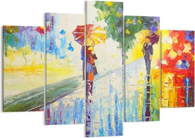 Produktbild von Bild auf Leinwand - Leinwandbild - Park Straße Regen - 150x100cm - Wand Bild - Wanddeko - Leinwanddruck - Bilder - Kunstdruck - Wanddekoration - Leinwand bilder - Wandkunst - EA150x100-3508