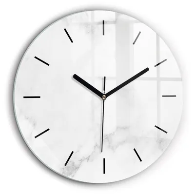 Produktbild von Wallfluent Große Wanduhr – Stilles Quarzuhrwerk - Uhr Dekoration Wohnzimmer Schlafzimmer Küche - Zifferblatt mit Striche - schwarze Zeiger - 60 cm - Eleganter Marmor