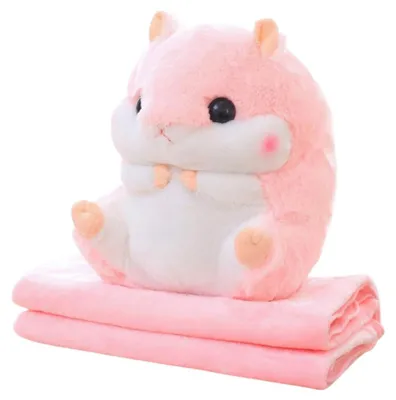 Produktbild von LEAN Toys 27931 Plüschhamster 3-in-1, Decke 100 x 90 cm, 35 cm, rosa