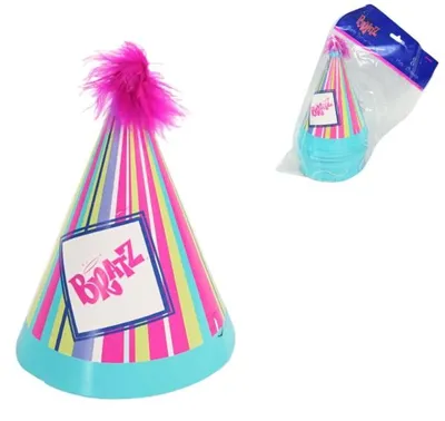 Obrázok produktu pre Párty čiapky Bratz s gumou 16 cm 8 kusov
